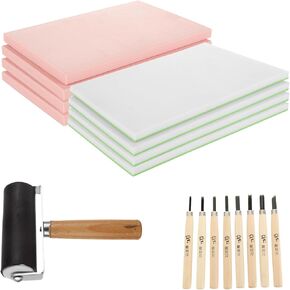 10 Pack 4"x6" Rubber Stamp Making Kit, Rubber Stamp for Carving Rubber Carving Blocks DIY Rubber Stamp Kit for Printmaking, Printing DIY Crafts