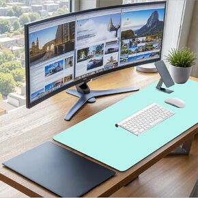 Mouse Pad Teal Turquoise,Laptop Desk Pad Large Office Decor Desk Mat Non-Slip Rubber Desk Pad Protector, Laptop Computer Gaming Mouse Pad XL, Waterproof Solid Mouse Mat for Home, 31.5 x 11.8