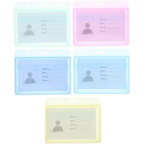 STOBOK Heavy Duty ID Card Badge Holder, Horizontal Plastic Name Tag Work Permit Card - 5pcs