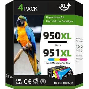 950XL 951XL Ink Cartridges Combo Pack for HP 950 XL 951 XL Replacement for HP OfficeJet Pro 8600 8610 8620 8100 8630 8660 8640 8615 8616 8625 76DW 251DW 271DW(1 Black, 1 Cyan, 1 Magenta, 1 Yellow)
