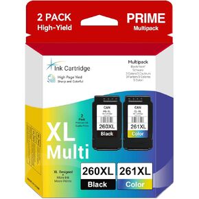 High Yield PG-260XL CL-261XL Ink Cartridge Replacement for Canon 260 261 Ink Cartridges Compatible for Pixma TS6420a TS6420 TS6400 TR7020a TS5320 TR7000 TS5300 TR7020 Inkjet Printer, Print, Scan, Copy