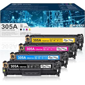 305A استبدال خرطوشة الحبر لـ HP 305A CE410A CE411A CE412A CE413A TONRER LASER PRO 400 COLOR M451DN M451DW M451NW PRO 300 M375NW M475DW M475DN (4 Pack ، Black/Cyan/Magenta/Magenta)