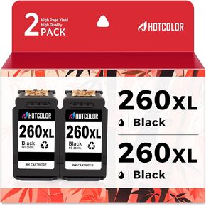 PG-260XL استبدال خراطيش الحبر الأسود PG260XL Canon 260 BLACK PG260XL لطابعة Canon 260 و 261 PG260 لـ TS6420A TS6400 TR7020A TS5320 (2 أسود)