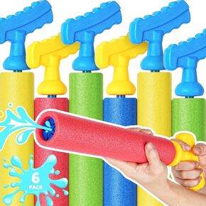 LQYoyz Water Guns, 40 Ft Water Squirter Toys Foam Soakers Blaster Guns Outdoor Swimming Pool Beach Summer Party Water Toys for Kid Age 3-12 Teens Adults-6 Pack