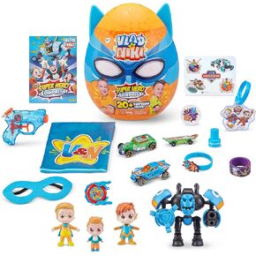Zuru Vlad & Niki Superhero Prest Egg Dino Attack مع 20+ مفاجأة ، أحمر