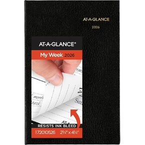 AT-A-GLANCE 2026 يوميات ، مذكرات غرامة ، أسبوعية وشهرية ، 2.75 "× 4.25" ، حجم الجيب ، غلاف فني ، أسود (72010526)