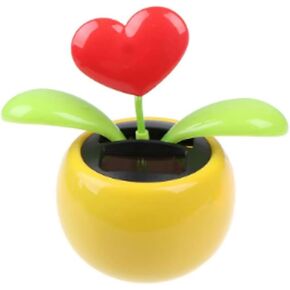 Solar Dancing Heart Flip Flap Automotive Ornament Solar Powered Dancing Sun Flower in Colorful Pots Swinging Animated Bobblehead Dancer Window Sun Catcher Car Dashboard Decor Portable Suncatchers