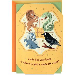 Hallmark Harry Potter Baby Card (Love ، Magic and Mischief) للاستحمام للأطفال ، والآباء الجدد ، حفلة تكشف الجنس