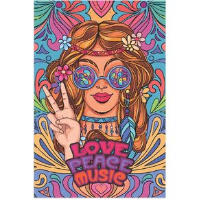 الملصقات الممتازة ملصق Woodstock - فن الجدار - 24 × 16 بوصة كبيرة