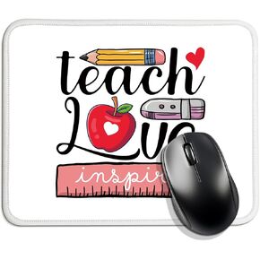 Teach Love Inspire, Funny Mouse Pad (Square),Comfortable and Non-Slip,Teacher's Desk Supplies, Teacher's Appreciation Gift, Home Desk Accessories