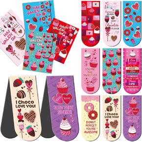 36 مجموعة من الإشارات الإشارات المغناطيسية يوم عيد الحب للأطفال مع بطاقات Valentine Sweet Dessert Porkmarks Hights Exchange for School Classroom Party Supplies