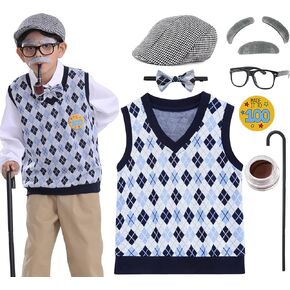 زي Zeroshop Old Man For Kids Boy ، 100 يوم من الجد في المدرسة 100 يوم