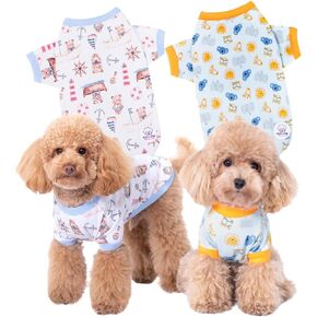 Pippo's Shop 2 Pack Dog T-Shirt Premium Peru Cotton-Fashyable و Gut و Pet Wappy Lightweight Endight Puppy Shirt قميصًا ناعمًا على جرو التنفس (Pawberry+آيس كريم جرو ، X-Small)