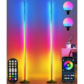 2PCS Smart RGBW LED Corner Lamp with Glow Ball Light, 16 Million Colors Changing, Music Sync Smart Floor Lamp for Living Room