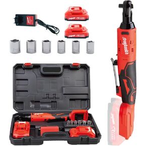 dogtooth Cordless Electric Ratchet Wrench Set, 35 Ft-lbs, 300 RPM, 16.8V Cordless Ratchet Wrench 3/8", fast Charger, 6 Sockets, 1-Pack 1500mAh Lithium-Ion Batteries, Variable Speed Trigger