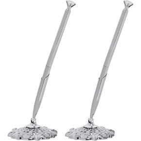 2 PCS GOLD HOLLOW REOLLER PEN مع حامل حامل القلم المعدني Diamond Set Sucping Pen Set Signing Desk Desk Points Poins for Book Book Wedding Birthday Thatergue Business Office Office