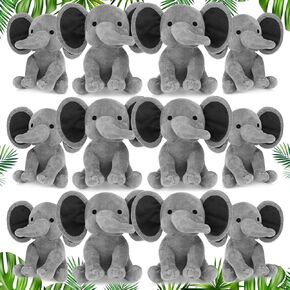 Tradder 12 PCS Elephant محشوة الحيوانات 10 بوصة أشياء حيوان أفخم للاستحمام الطفل اللطيف ألعاب الفيل الناعمة للإحصائيات الولادة للأطفال الفتيات الرضع المولود حديث الولادة هدية التخرج (رمادي)