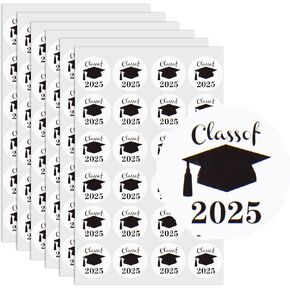 720 PCS Class of 2025 التخرج ملصقات التخرج ملصقات التخرج الأسود ملصقات ملصقات التخرج ذاتية التخرج من فئة 2025 الحزب لصالح أختام الأكياس ، 1.2 "