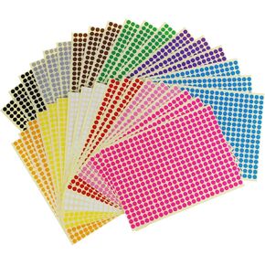 Sticky Color Coding Labels Removable Small Circle Dot Stickers for Classroom Organization Decorations Yard Sale Calendar Planner, 0.24 Inch Diameter, 12 Colors, Total 14688 Dots in 36 Sheets