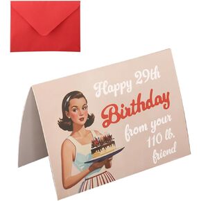 Pandecor 13" Birthday Gift Bag with Card and Tissue Paper for Funny Birthday Present, Happy 29th from Your 110lb. Friend