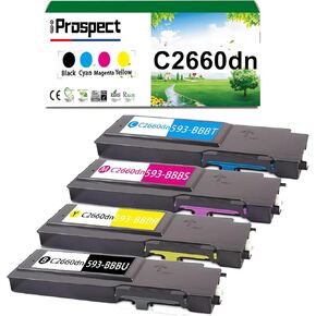 C26660DN Toner Toner Cartridge High Livel Presential for Dell C2660 ، C2660DN ، C2665DNF ، 593-BBBU ، 593-BBBT ، 593-BBBS ، 593-BBBR-4 Pack (Black ، Cyan ، Magenta ، أصفر)