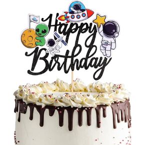 1 أجهزة الكمبيوتر الخارجية الفضاء الخارجي كعكة عيد ميلاد سعيد أعلى الصاروخ الصاروخ الكوكب فضاء السمة زخرفة كعكة ، استحمام الطفل للكون الفضاء الخارجي موضوع استحمام الطفل الأطفال إمدادات حفلة عيد ميلاد اللوازم