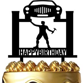 Repairman Happy Birthday Cake Topper for Car Enthusiasts - Automobile Repair Theme Decor for Man - Funny Vehicle Repair Decoration