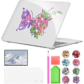 Eoocoo Hard Case متوافق مع MacBook Air 13 Inch M1 Chip 2021-2018 مع شاشة شبكية العين ، AIR 13.3 بوصة حالة وقائية من البلاستيك ، واقي الشاشة ، DIY GEM ART for Girls