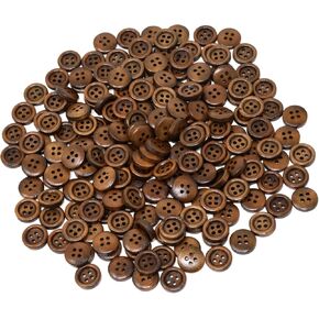 Honbay 200PCS 12.5mm 1/2 Inch Antique Brown Round Wooden Buttons 4 Holes Sewing Decorative Buttons for Skirts Gloves Sweaters Shirts Hats Scarves Headbands Scrapbooking and Crafts