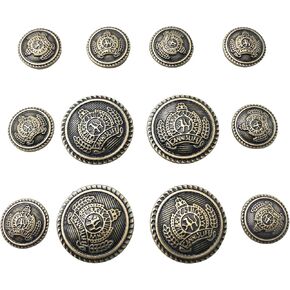 Vintage Metal Button Brass High-Grade Buttons 23mm 15mm 12pcs Sewing Buttons for Jeans, Coat, Blazer, Suits, Jacket (Gold) Q672