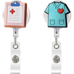 Nurse ID Badge Holder Retractable RN Badge Holders with Clip Badge Reels Retractable for Nurses Doctor Gifts for Women Men Nursing Badge Reel 2 Pcs