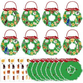 Geetery 24 Pack Sunday School Religious Crafts for Kids Names of Jesus Wreath Craft Kit DIY Hanging Christmas Ornament Craft Kit Christmas Crafts for Kids Paper Craft Kits Fun Home Activities