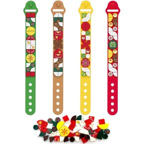 أساور نقطات عيد الميلاد 4pcs ، لبنات بناء الأساور Creative Craft Making Kit ، ألعاب البناء في الصداقة للأطفال.