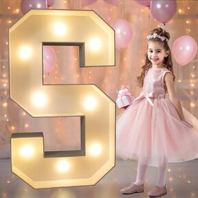 Pooqla 3FT Marquee Light Up Letters, LED Letters Large Mosaic Marquee Letters 3 Feet Tall, Giant Letter Sign for Balloons Birthday Anniversary Wedding Party Decoration, Big Warm White Letter S
