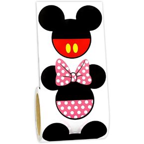 Disney Pink Minnie Mouse & Red Mickey Mouse Stickers, 150 pcs/Roll, PVC, Waterproof, Dark Pink & Red, Cartoon, Outdoor, Single Use, Rectangular, Stickers