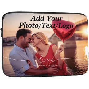 حالة كمبيوتر محمول مخصصة ، قم بتحميل صورة نص شعارك ، حقيبة كمبيوتر محمولة مخصصة للصدمات المحمولة تحمل مع سحاب للسفر الرسمي للأعمال التجارية ، PureBlack-13in