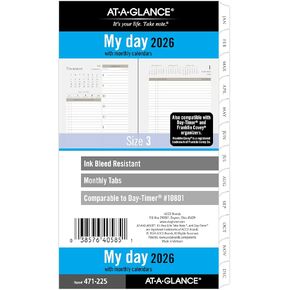 AT-A-Glance 2026 Planner ، Daily & Monthly ، 3.75 "× 6.75" ، الحجم المحمول 3 ، صفحتين يوميًا ، عبوة فضفاضة (471-225-26)