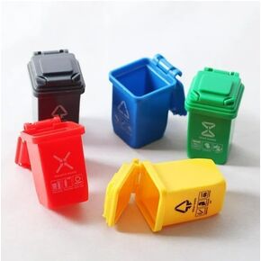 5 Pcs Colourful 1: 12 Scale Life Scene Mini Trash Can Decor Waste Container Miniature Sorting Garbage Bin Model, Microscopic Scene Dollhouse Accessories