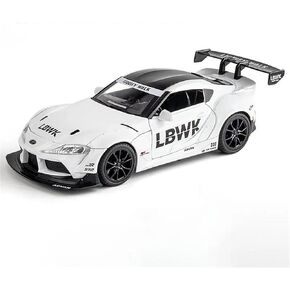 Scale Gody Model Car 1:22 لـ Toyota Supra Rally Car Alloy Diecast Simulation Model Switch Wack Wool و Light Ornament Miniature Miniature Die-Cast (White)