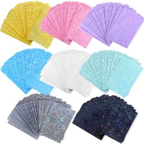 200pcs kpop photocard sleeves ليزر وميض حب بطاقة القلب الأكمام الهوغرافيا رقائق واضحة الأكمام