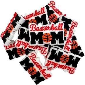 Lashicorn Basketball Ball Mom Silicone Focal Bead | 12 Pack Mama Sports for Freshie Hangers Beaded Pens 1.5" Wholesale Bulk Keychain Brushes