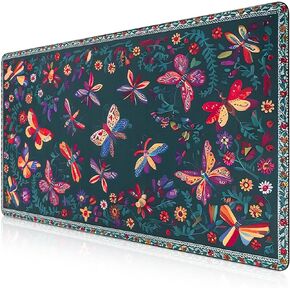 Extra Large Mouse Pad for Keyboard & Mouse - Floral Non-Slip Office Gaming Mouse Pad with Stitched Edges, Thick Rubber Base