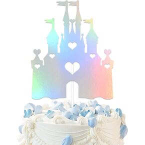 Glitter Castle Cake Topper Castle موضوع عيد ميلاد ديكورات حفلات الأميرة Castle Cake Topper Decoration لعيد الميلاد/الزفاف/الذكرى الحفلات إمدادات الديكور المجسم