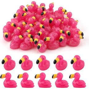 50pcs Mini Resin Flamingo Ducks, Tiny Flamingo Figures Rose Red Small Miniature Animals Flamingo Party Favors Decorations Toy for Home Garden Dollhouse DIY