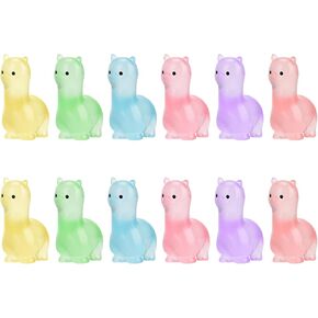 12pcs Mini Resin Luminous Animals, 6 Colors Mini Glow in The Dark Alpaca Statue Tiny Resin Alpaca Figures Cute Mini Garden Decor for DIY Crafts Miniature Landscape Dollhouse Decoration