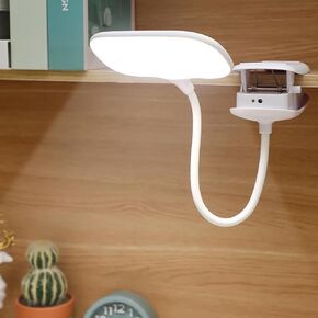 Dual Head LED Desk Lamp with Clamp, Eye-Caring Clip on Lights for Home Office, 3500mAh Rechargeable Battery Operated Table Lamps,3 Lighting Modes & Brightness Dimmer Light for Kids Students