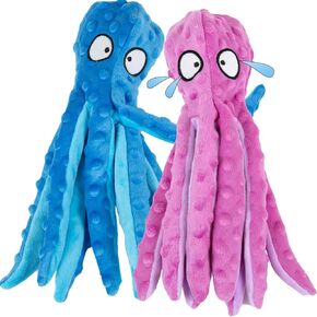 لعبة Deseaky Octopus Dog ، لعبة Plush Plush Plush التي لا تتناسب مع الجراء والسلالات الكبيرة ، لعبة الحيوانات الأليفة التفاعلية ، حزمة 2