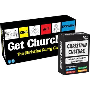 حزمة ألعاب البطاقات المسيحية - الثقافة المسيحية (مبتدئين في المحادثة) واحصل على Churched (الغناء ، الفعل ، شرح) - بطاقات الحفلات المسيحية - مثالية لجميع الأعمار ، التجمعات ، ليلة اللعبة