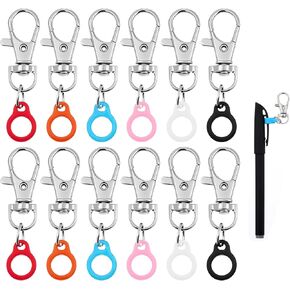 Pen Holder for Lanyard, 12 Pcs Colored Pen Clip with Lobster Clasp Silicone Pen Holder for Nurse Supplies, Badge Reel Accessories(Pen Not Included)