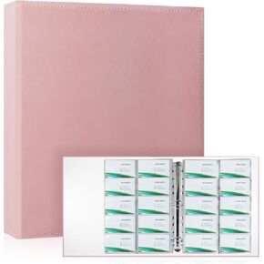 Withyu A4 Business Card منظم ، PU Leather Card Binder مع 30 Sleeves (600 جيوب) ، وكتاب حامل بطاقة الأعمال لبطاقات الائتمان ، وبطاقات العضوية ، والمزيد - الوردي